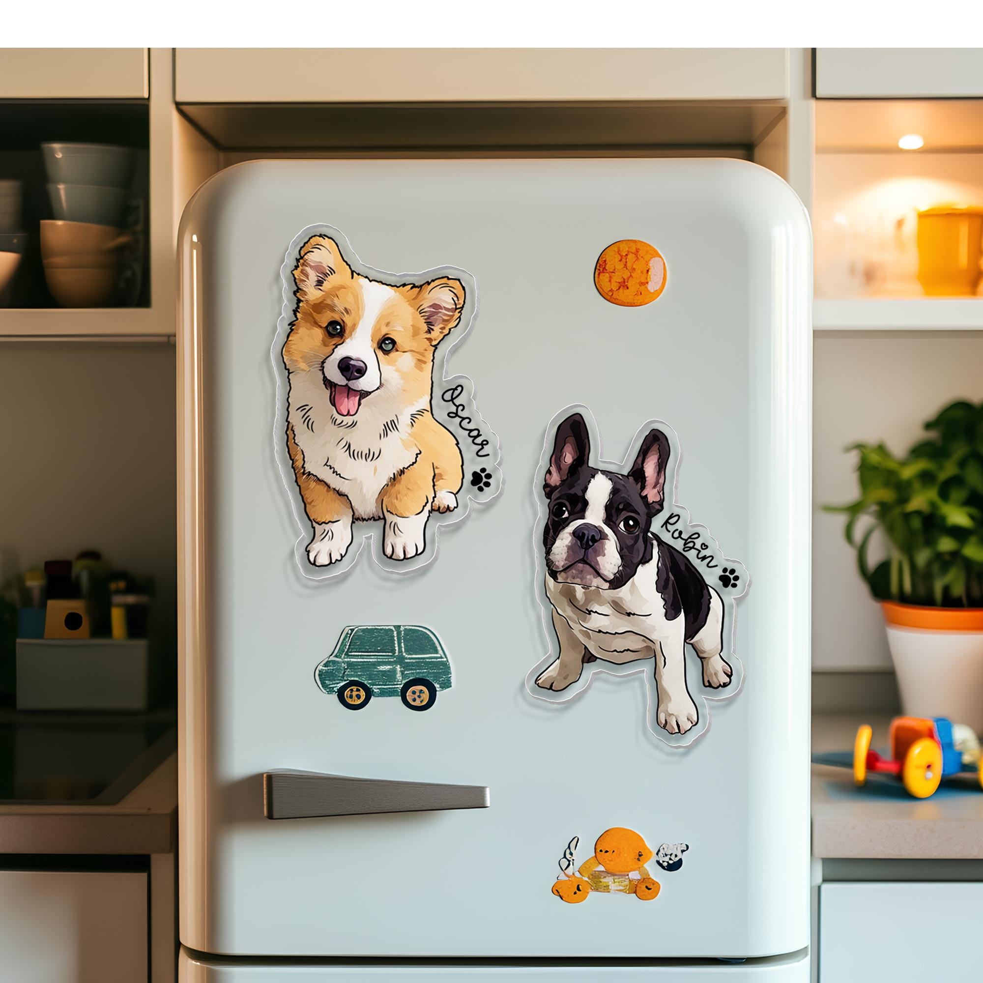 Personalized Illustrated Pet Portrait Fridge Photo Magnet | CWGift14