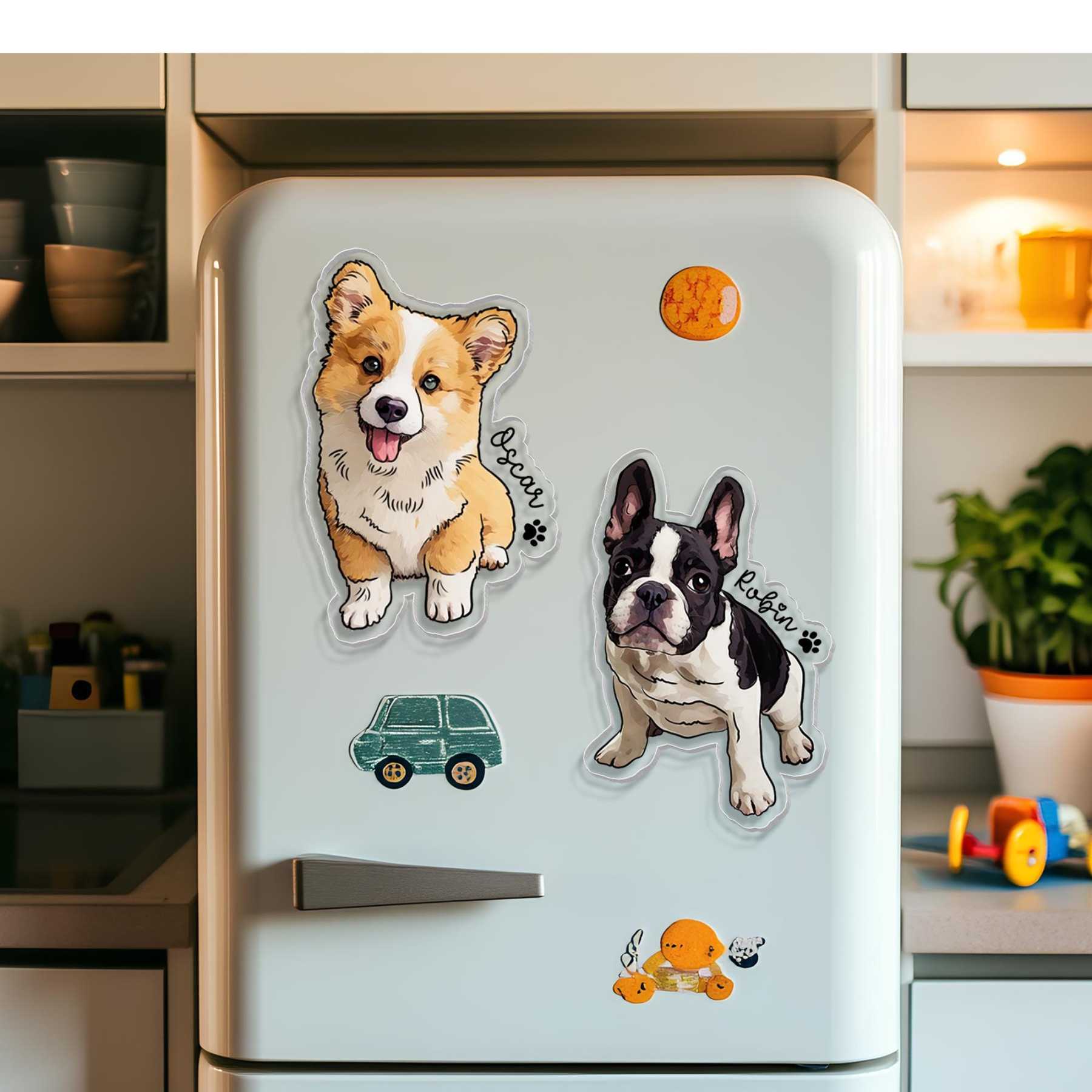 Personalized Illustrated Pet Portrait Fridge Photo Magnet | CWGift14