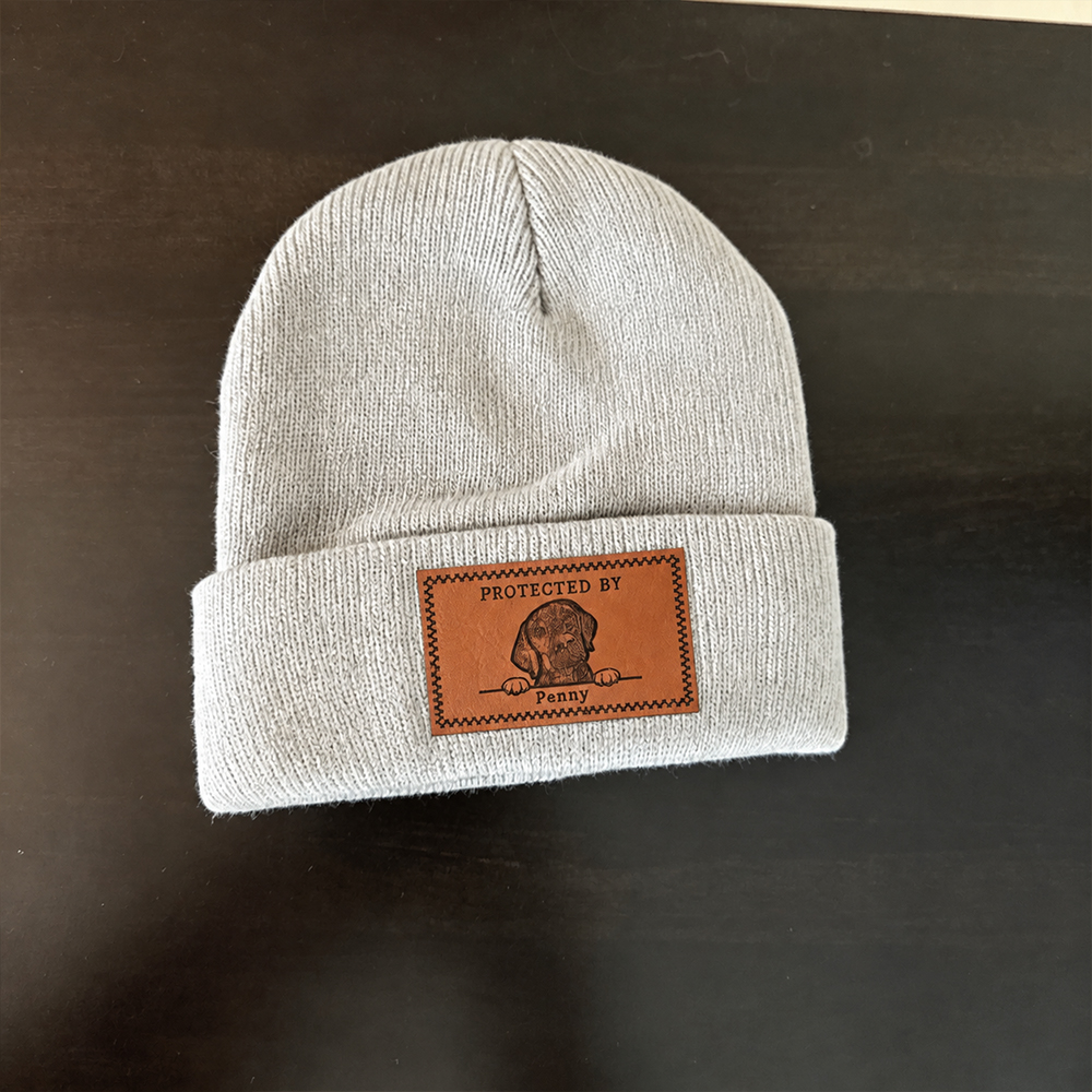 Personalized Leather Patch Protected By Dog Hat Beanies | MNBaby18
