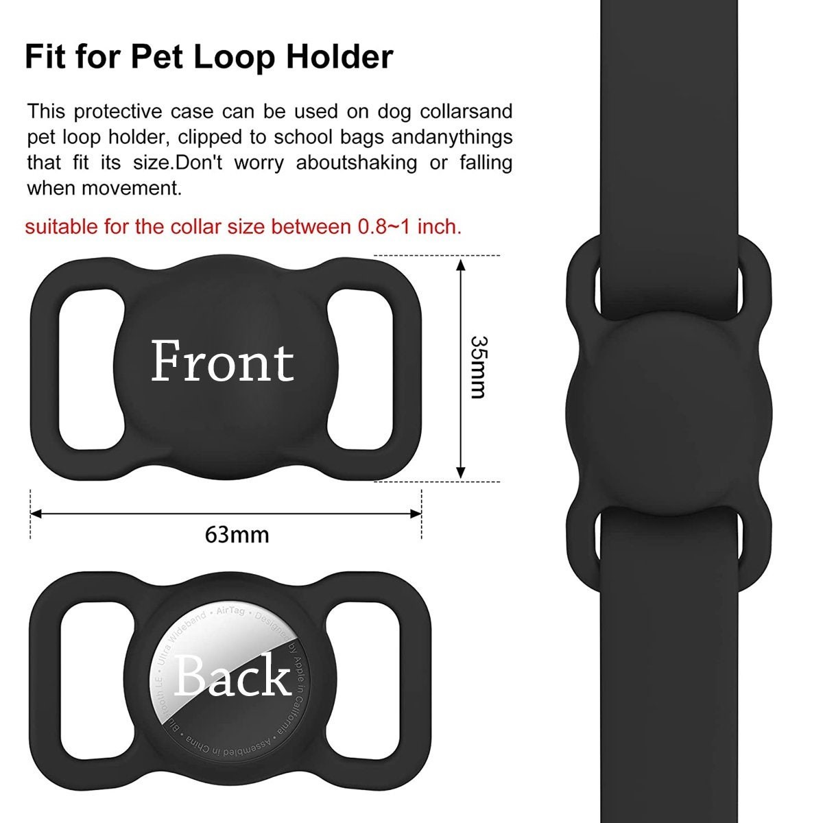 Personalized Pet Apple Air Tag Holder for Dog Collar | BKPet139