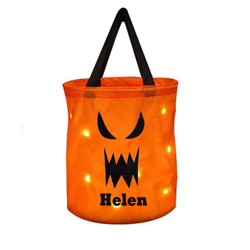 Personalized Halloween LED Light Pumpkin Bucket | MNHalloween07