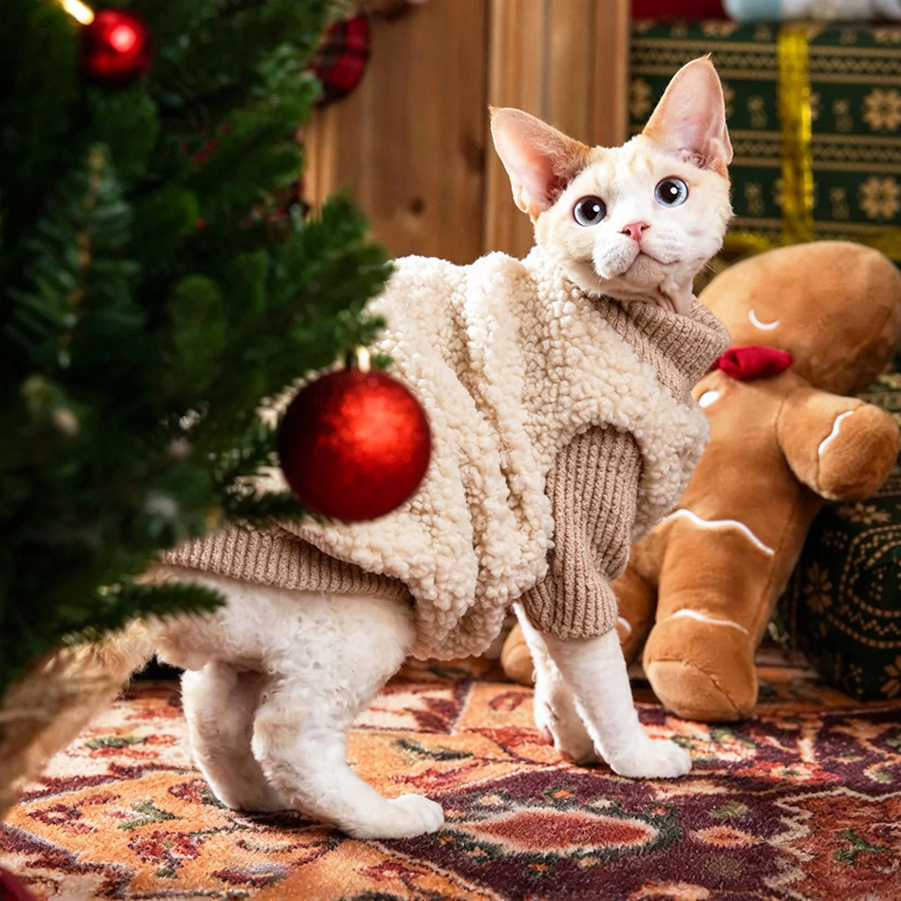 Personalized Embroidered Pets Warm Sweater & Sherpa Vest Set | MNCloth298