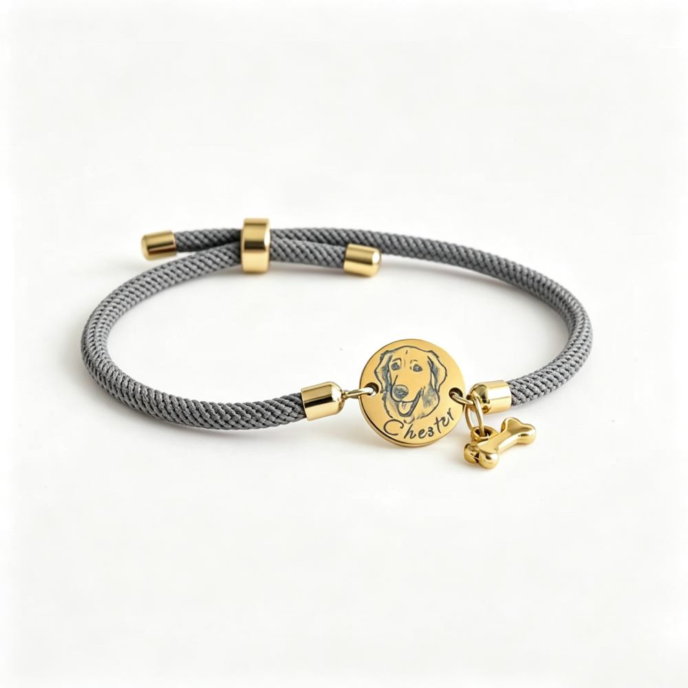 Personalized Gold Plated Pet Portrait Adjustable Bracelet | MNMemo25