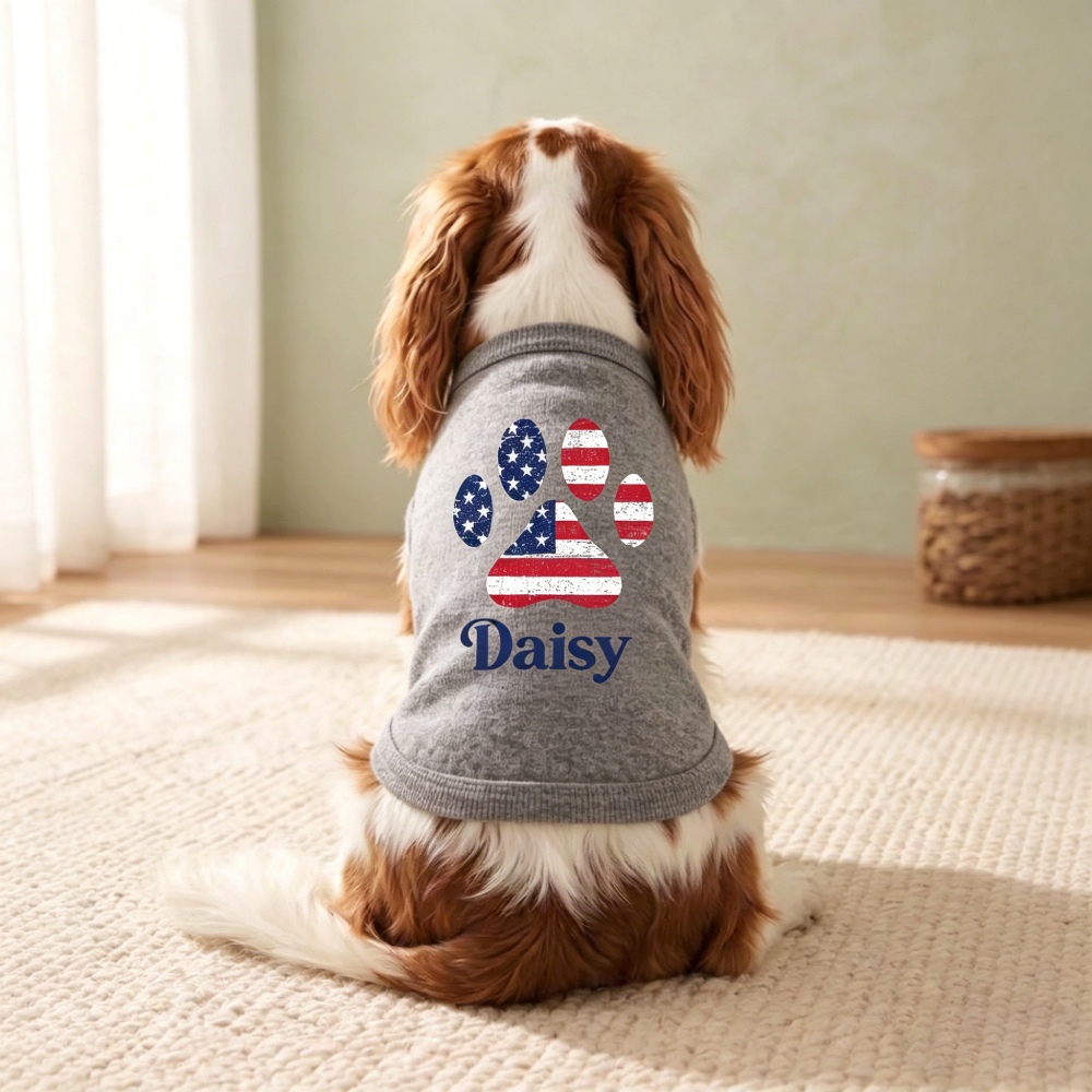 Personalized Name & Flag Dog Tank Top | MNCloth211