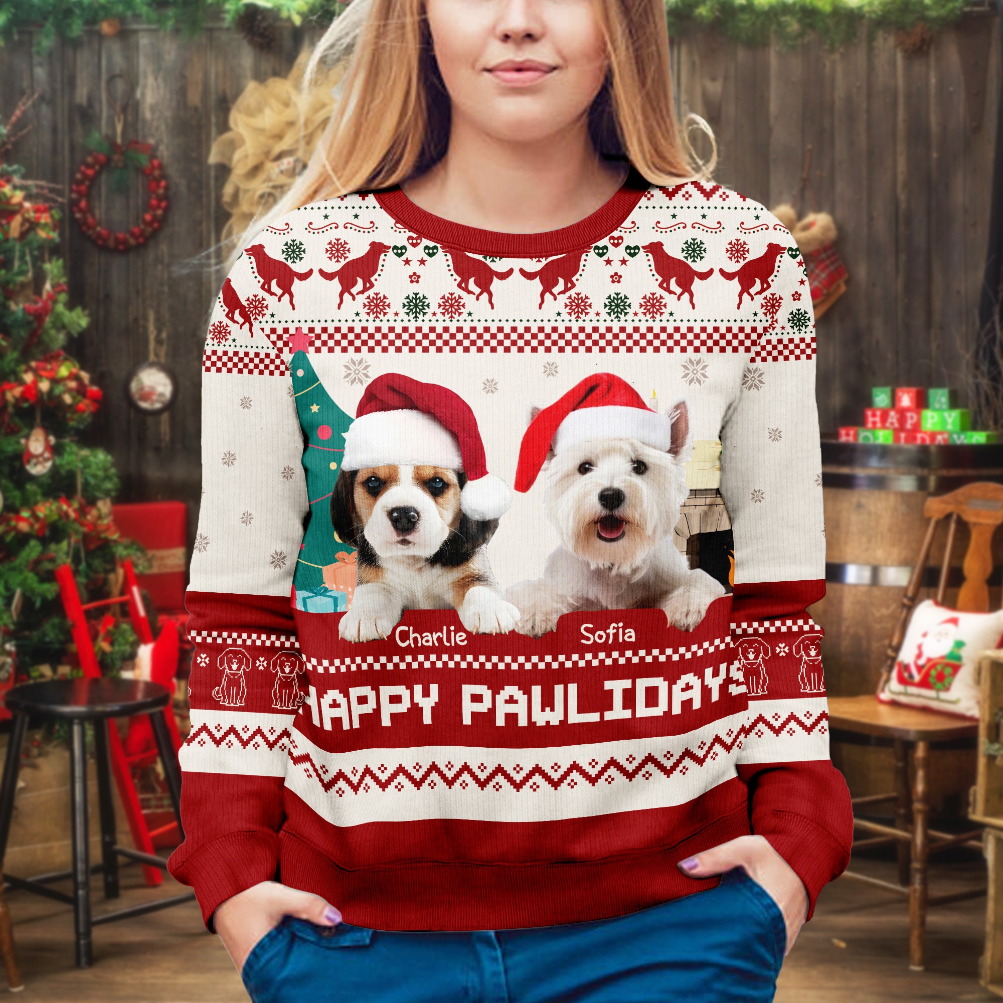 Personalized Christmas Fun Pet Photo Family Sweater | MCCL02