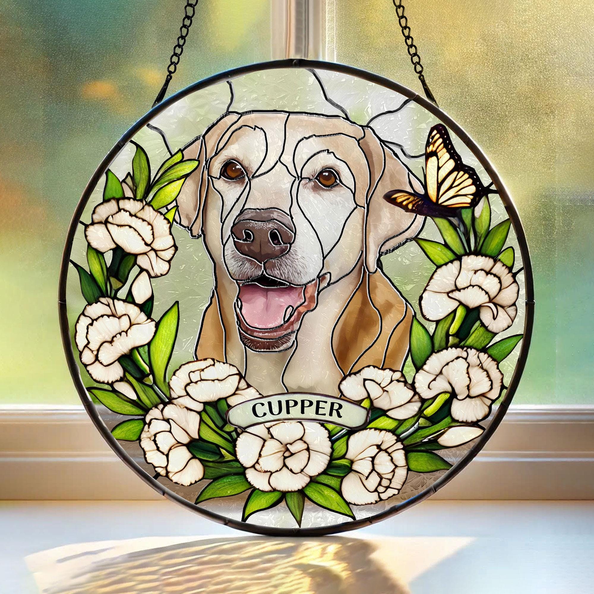 Personalized Pet Memorial Pet Portrait Stained Suncatcher | CWGift31
