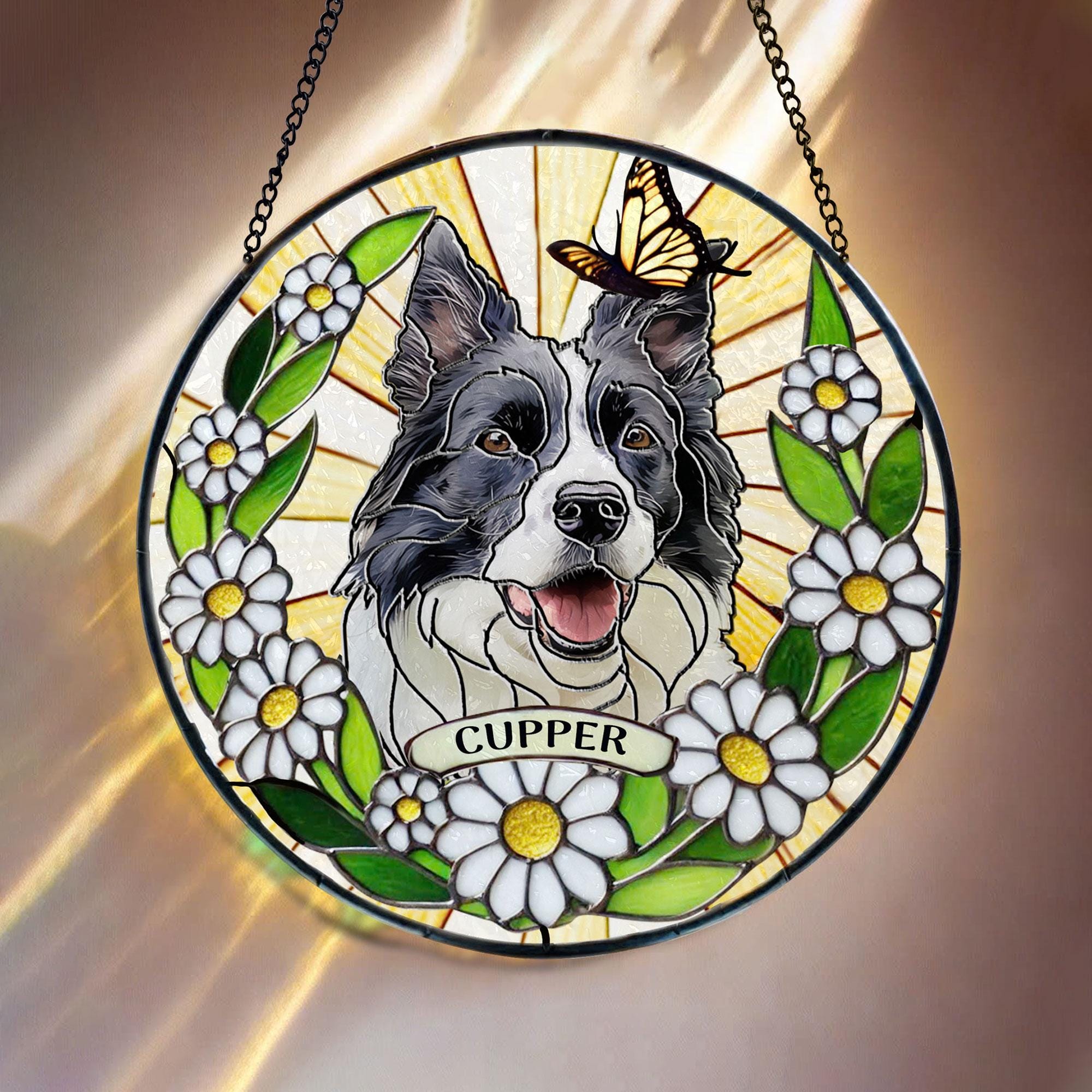 Personalized Pet Memorial Pet Portrait Stained Suncatcher | CWGift31
