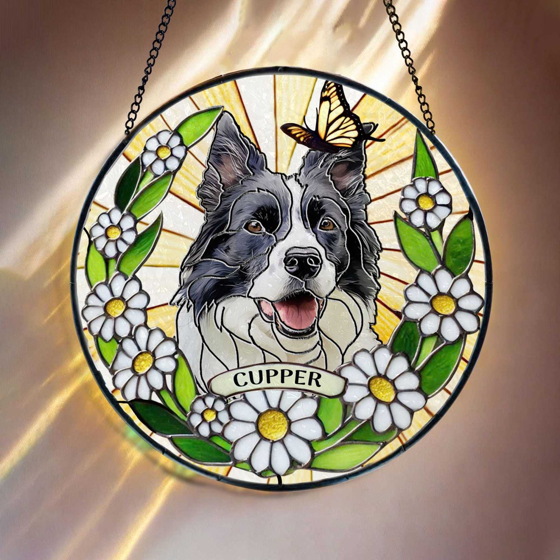 Personalized Pet Memorial Pet Portrait Stained Suncatcher | CWGift31