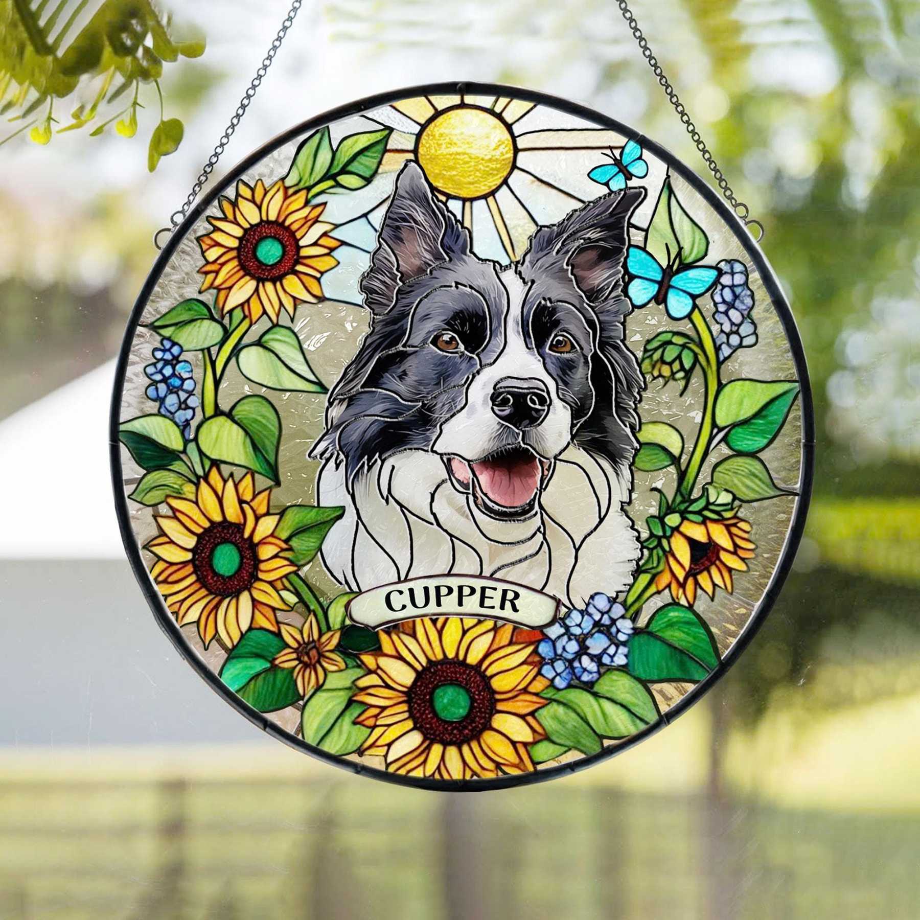 Personalized Pet Memorial Pet Portrait Stained Suncatcher | CWGift31