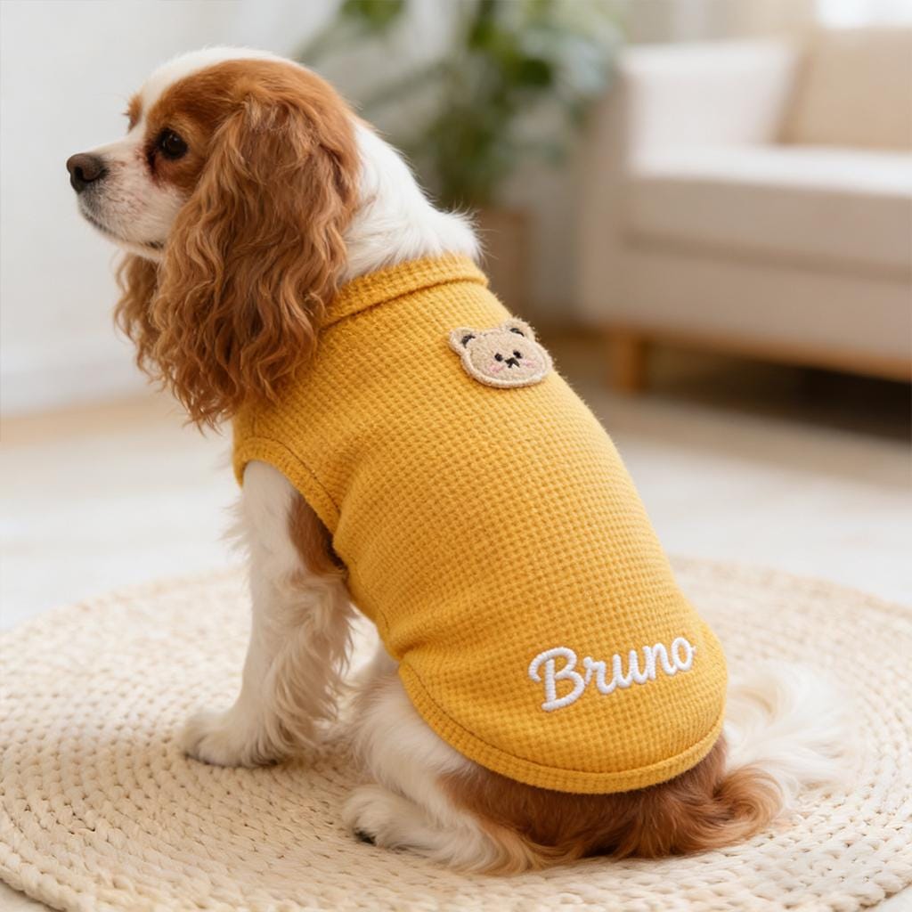 Personalized Embroidery Soft Waffle Pet Shirt | BKPet446