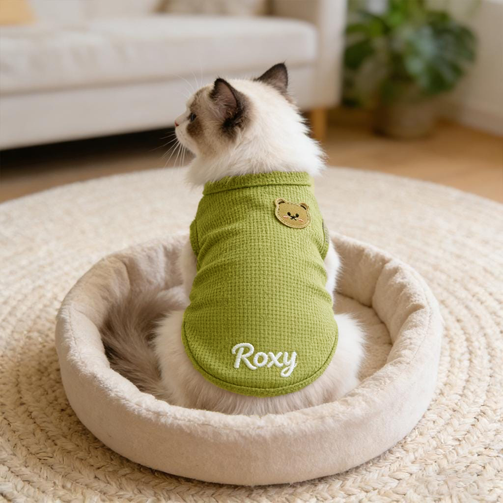 Personalized Embroidery Soft Waffle Pet Shirt | BKPet446