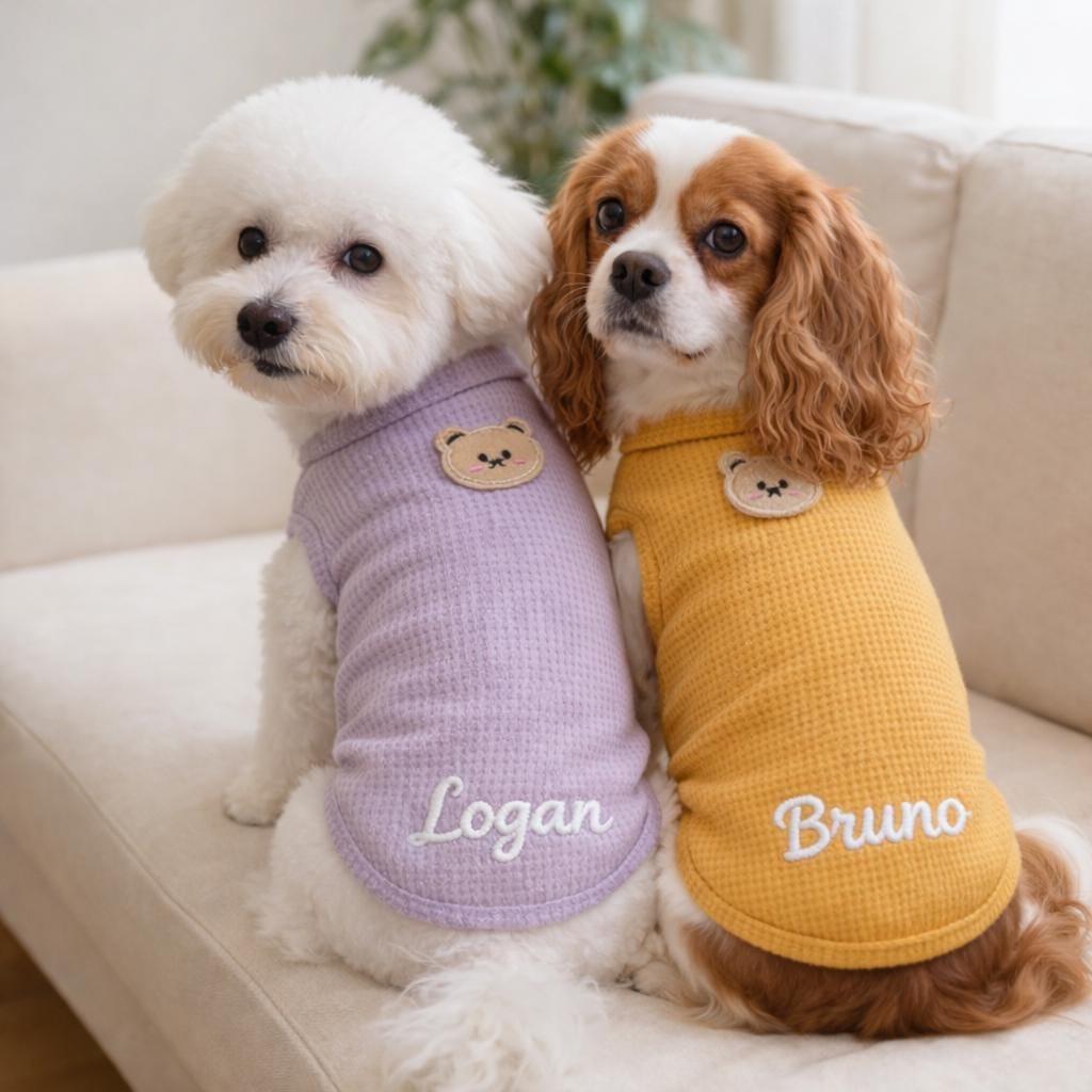 Personalized Embroidery Soft Waffle Pet Shirt | BKPet446