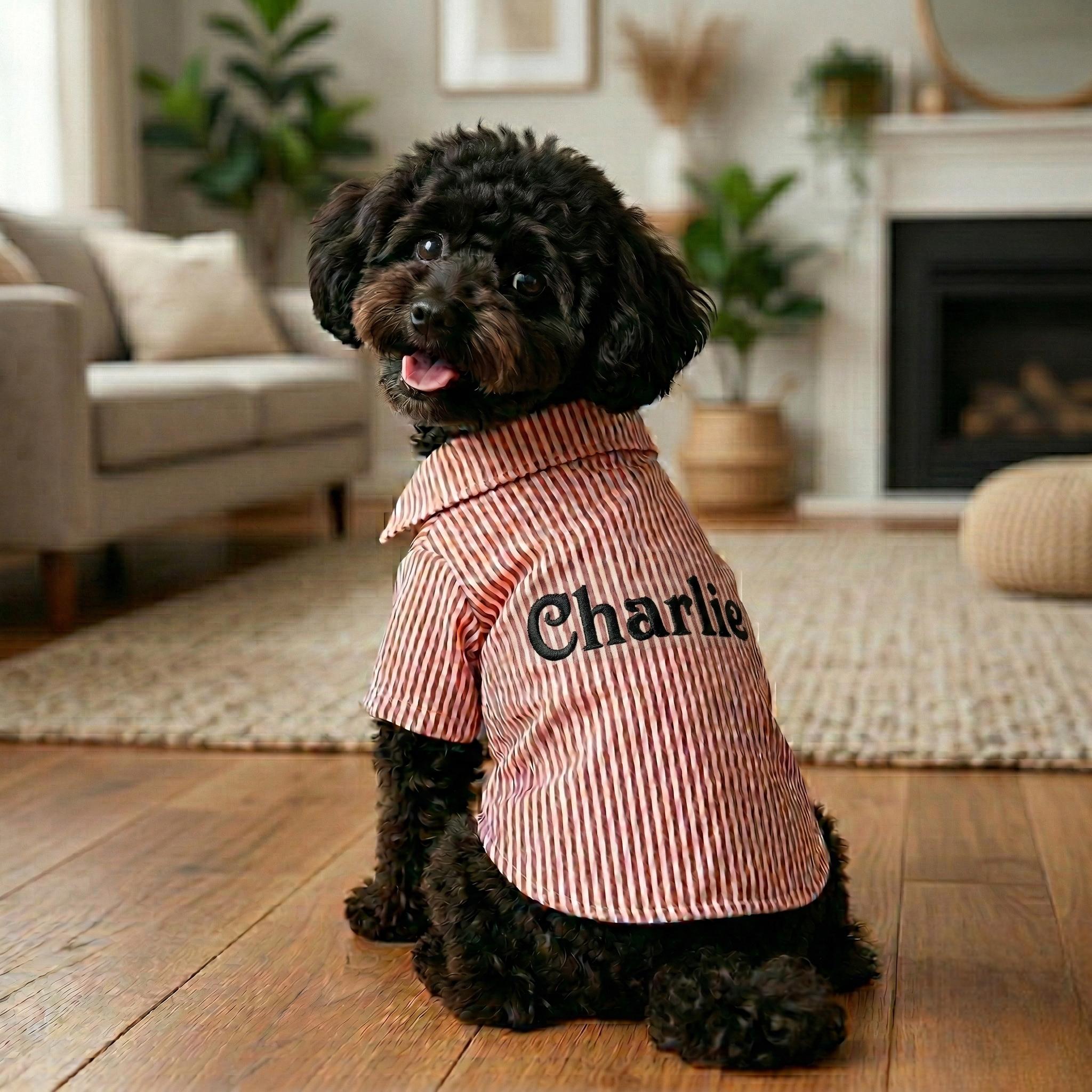 Personalized Embroidery Gentleman Pet Stripe Shirt | BKPet454