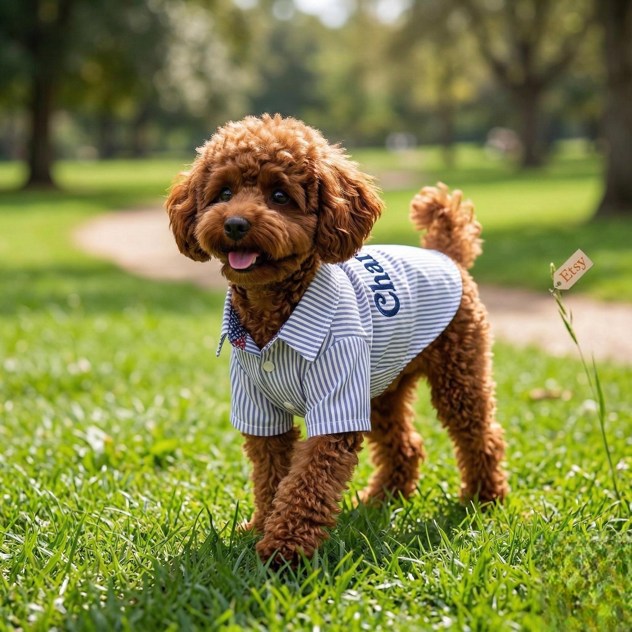 Personalized Embroidery Gentleman Pet Stripe Shirt | BKPet454