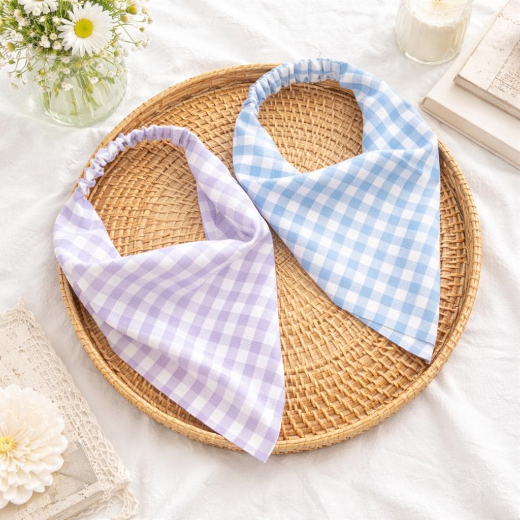 Personalized Embroidered Pet Elasticity Plaid Bandana | BKPet461