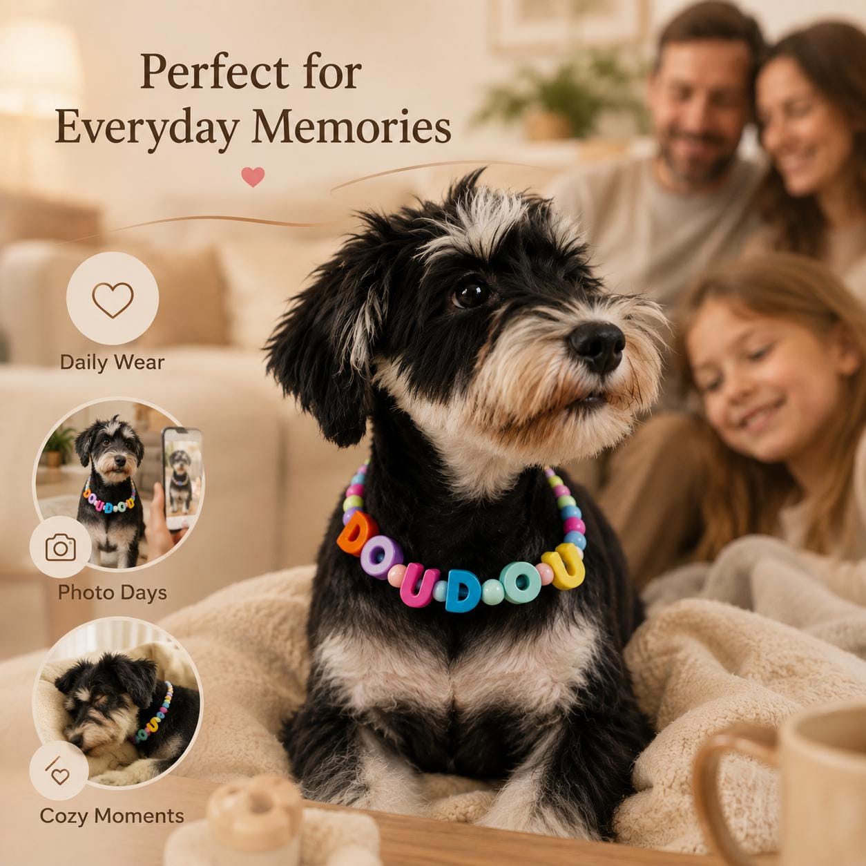Personalized Colorful Letter Beaded Adjustable Puppy Necklace | MNAccs117
