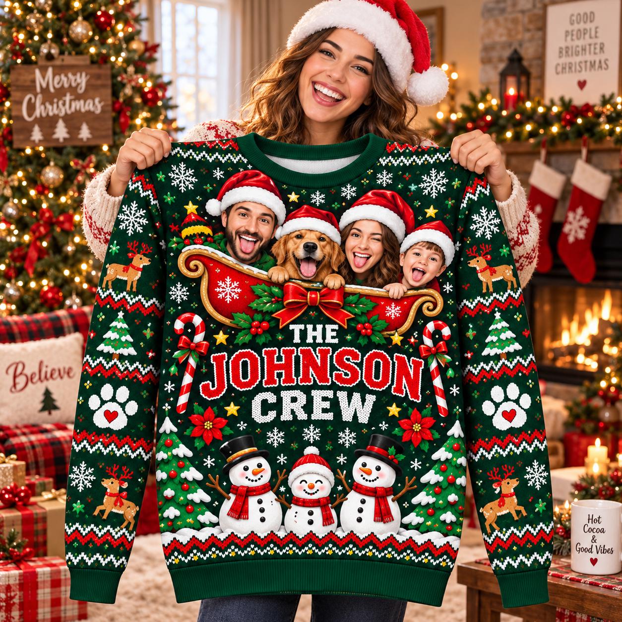 Personalized Christmas Funny Face Family Photo Sweater | MCCL06