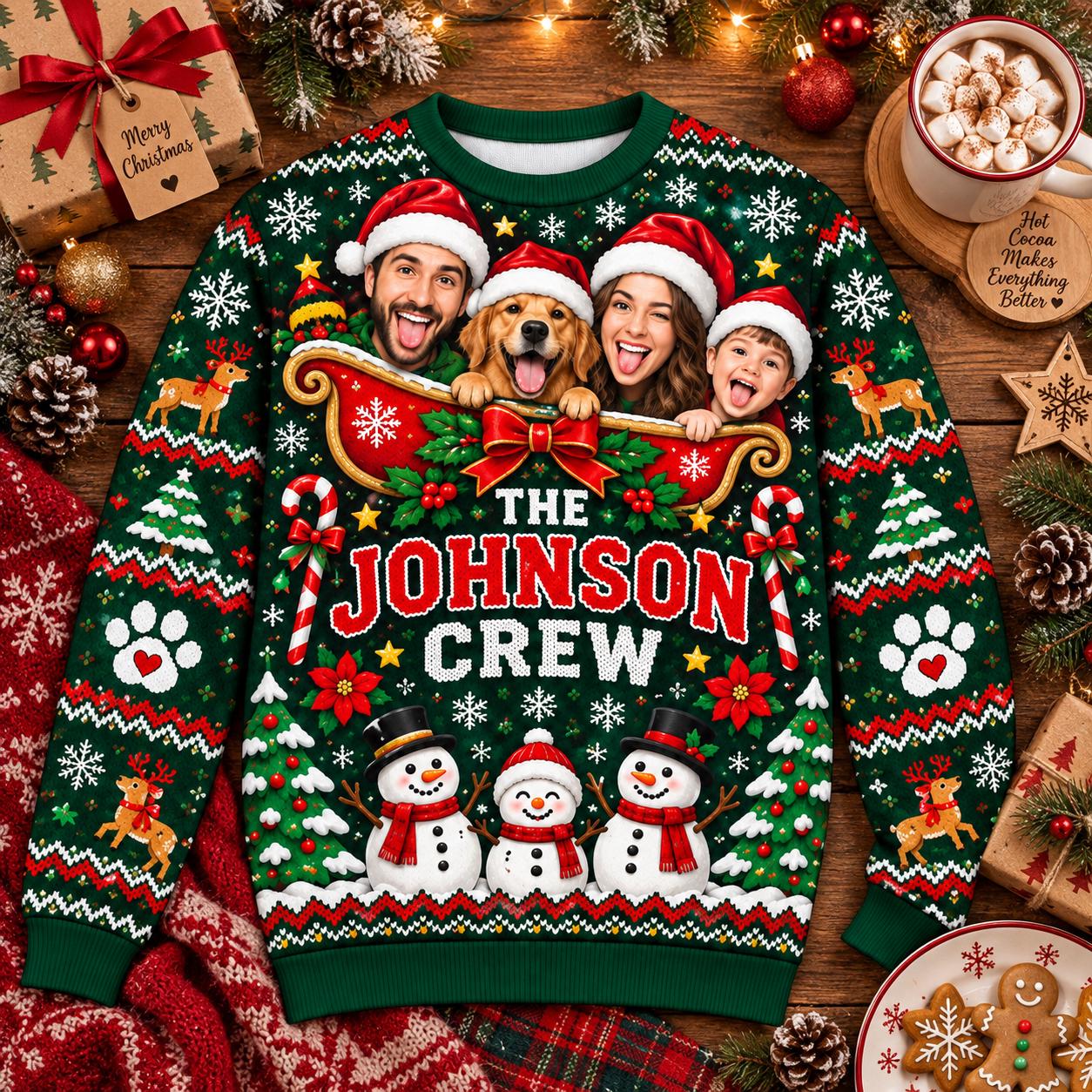 Personalized Christmas Funny Face Family Photo Sweater | MCCL06
