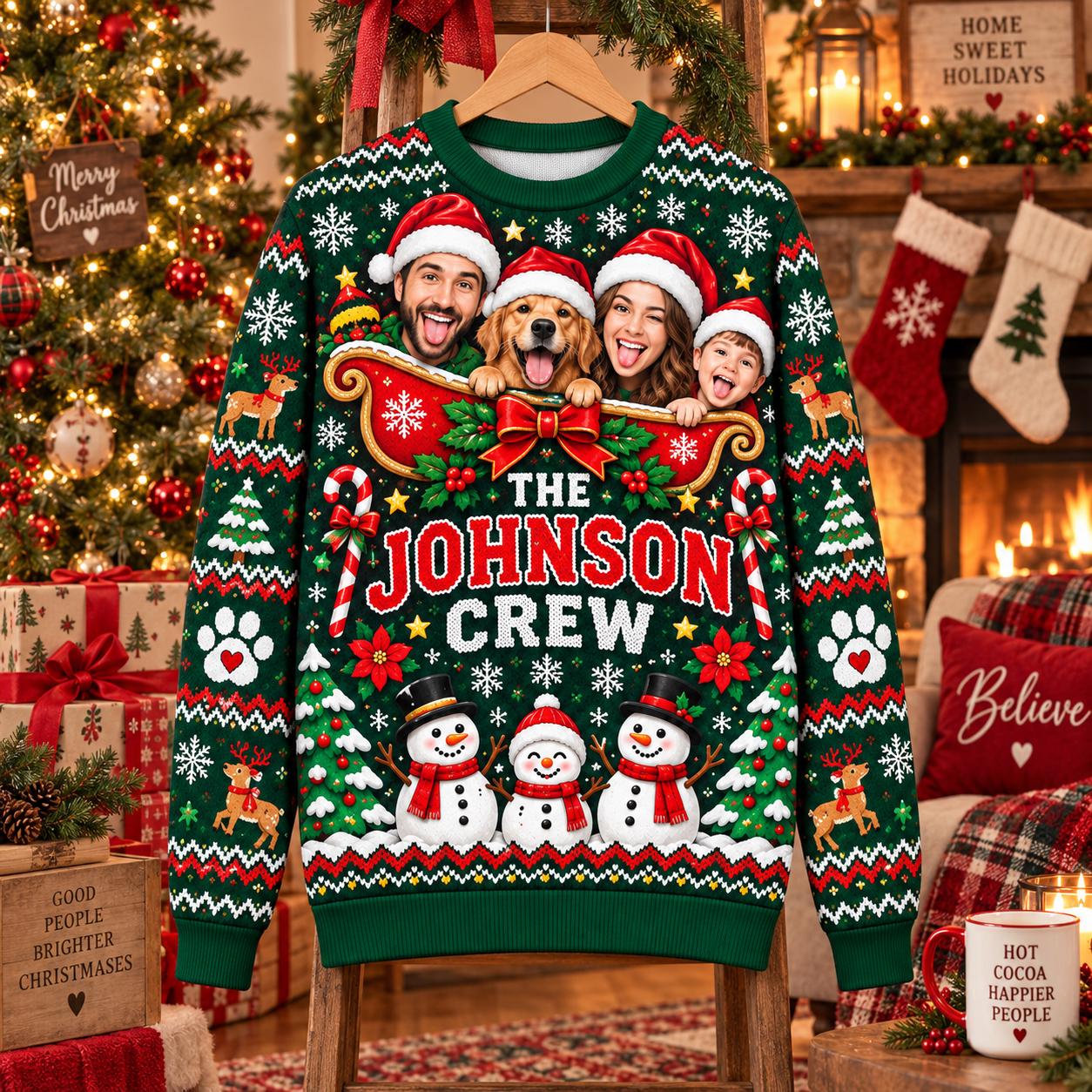 Personalized Christmas Funny Face Family Photo Sweater | MCCL06