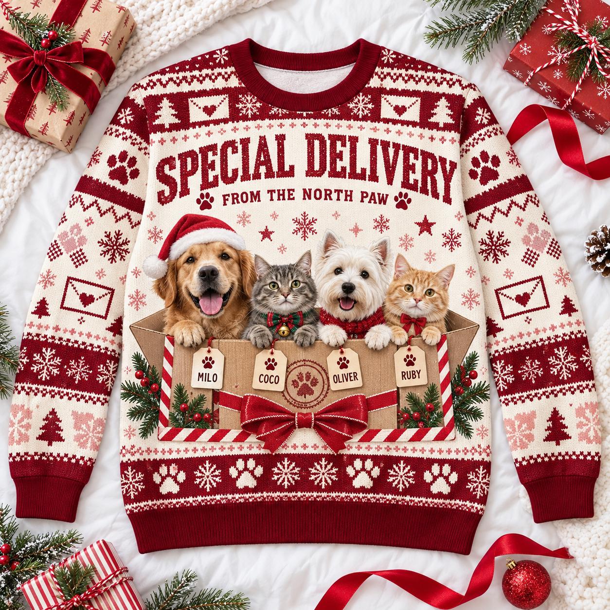 Personalized Christmas Fun Pet Photo Family Sweater | MCCL04