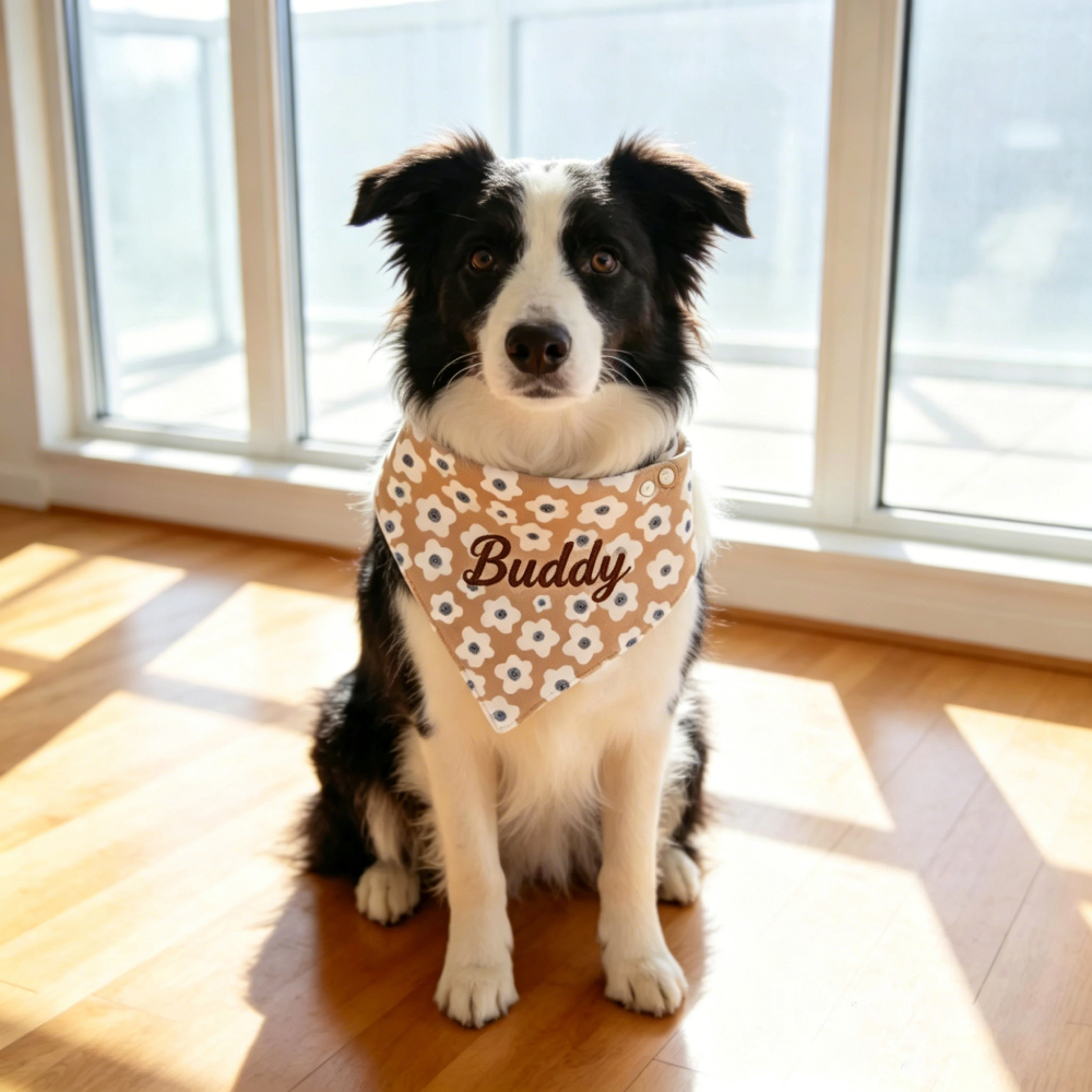 Personalized Embroidered Floral Pet Bandana for Dogs & Cats | MNAccs95