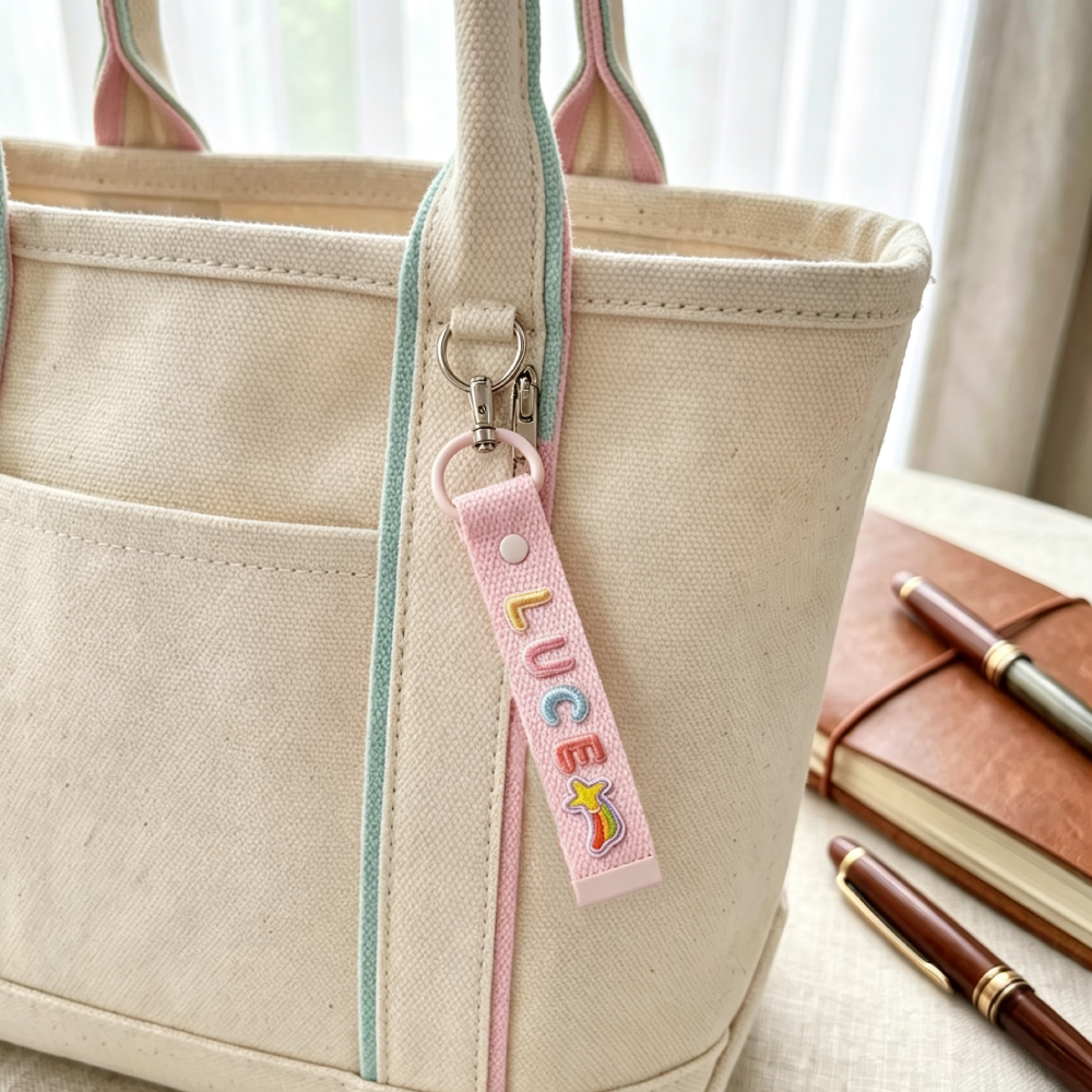 Personalized Embroidered Name Bag Charm Back to School Gift For Kids | MNKid03
