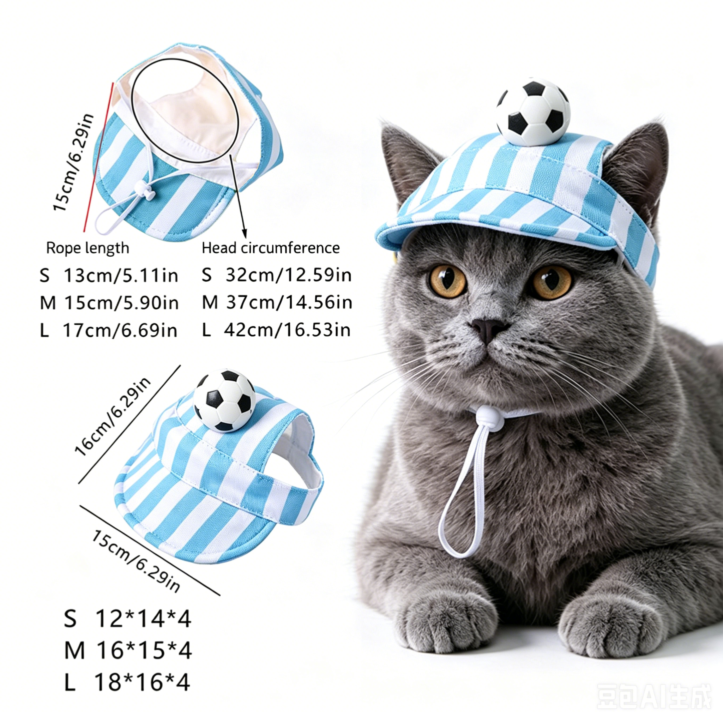 Personalized Embroidery Soccer Pet Hat with Ear Holes | MNAccs106
