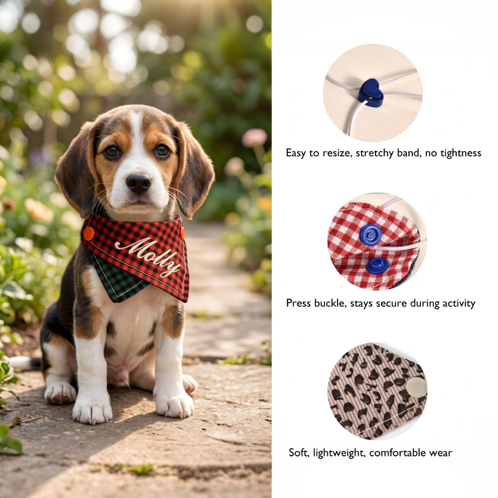 Personalized Embroidered Reversible Pet Bandana for Dogs & Cats | MNAccs96