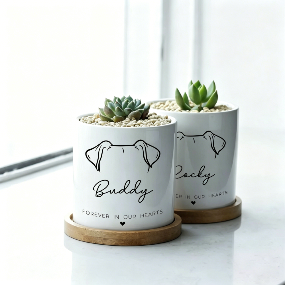 Personalized Pet Memorial Forever In Our Hearts - Planter or Candle Holder | MNMemo23