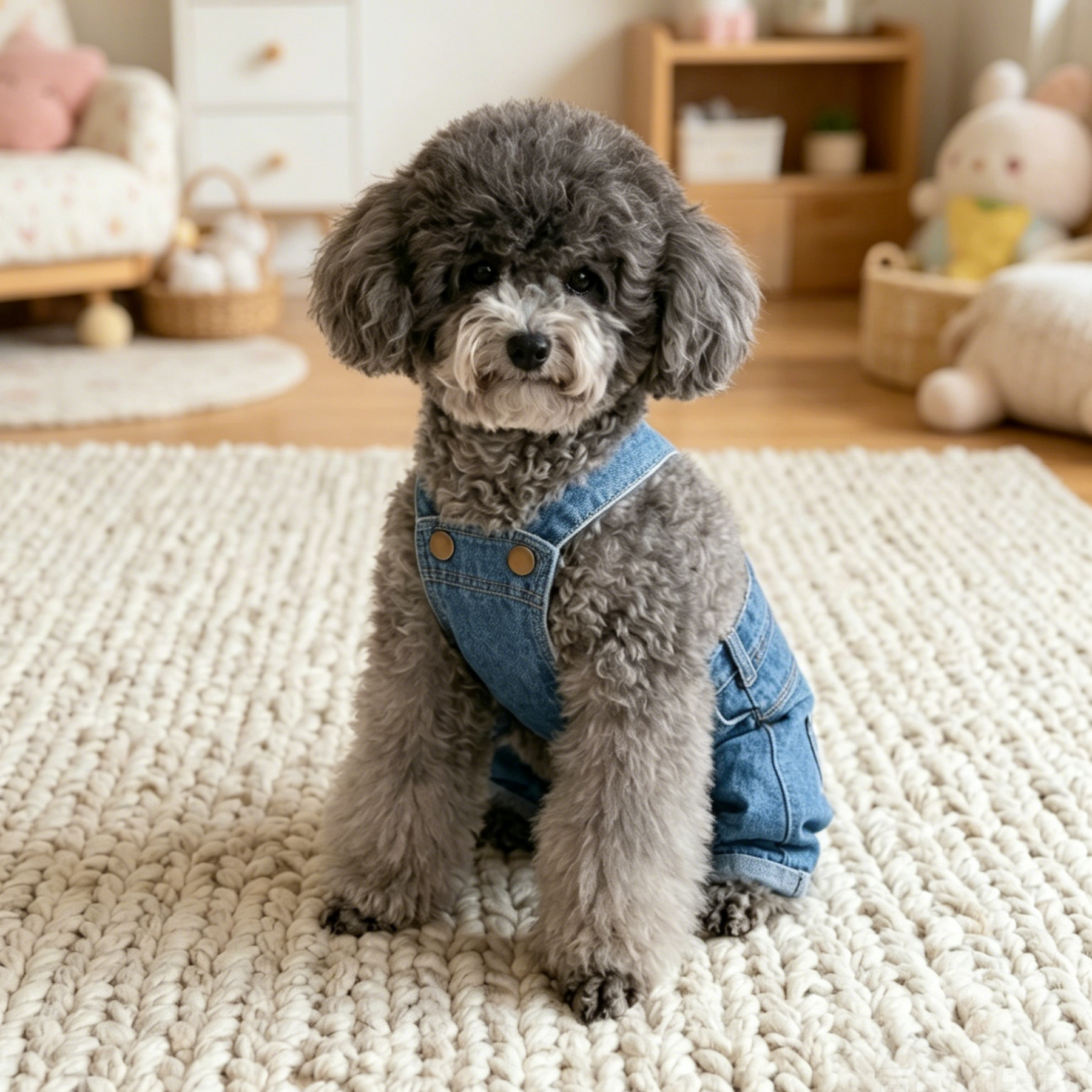 Personalized Leather Patch Pets Classic Denim Dungarees | MNCloth55