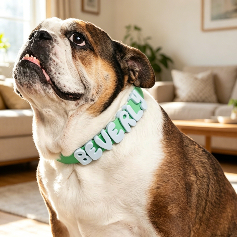 Personalized Silicone Letter Bead Dog Collar | MNAccs109