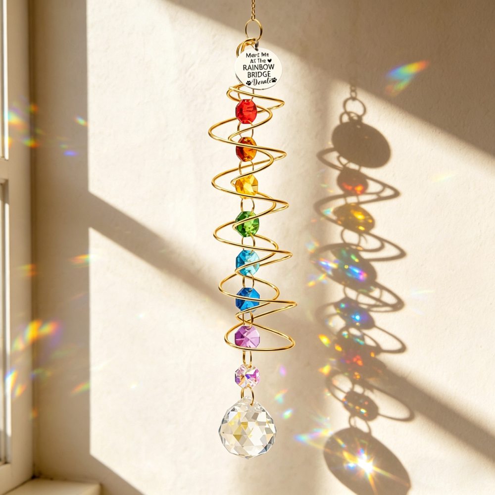 Personalized Pet Memorial Suncatcher Rainbow Bridge Remembrance Gift | MNMemo21