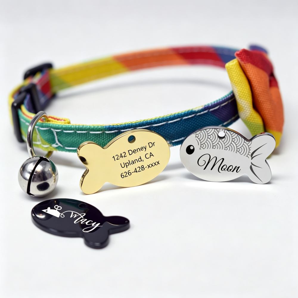 Personalized Stainless Steel Fish Shape Cat Tag | MNAccs114