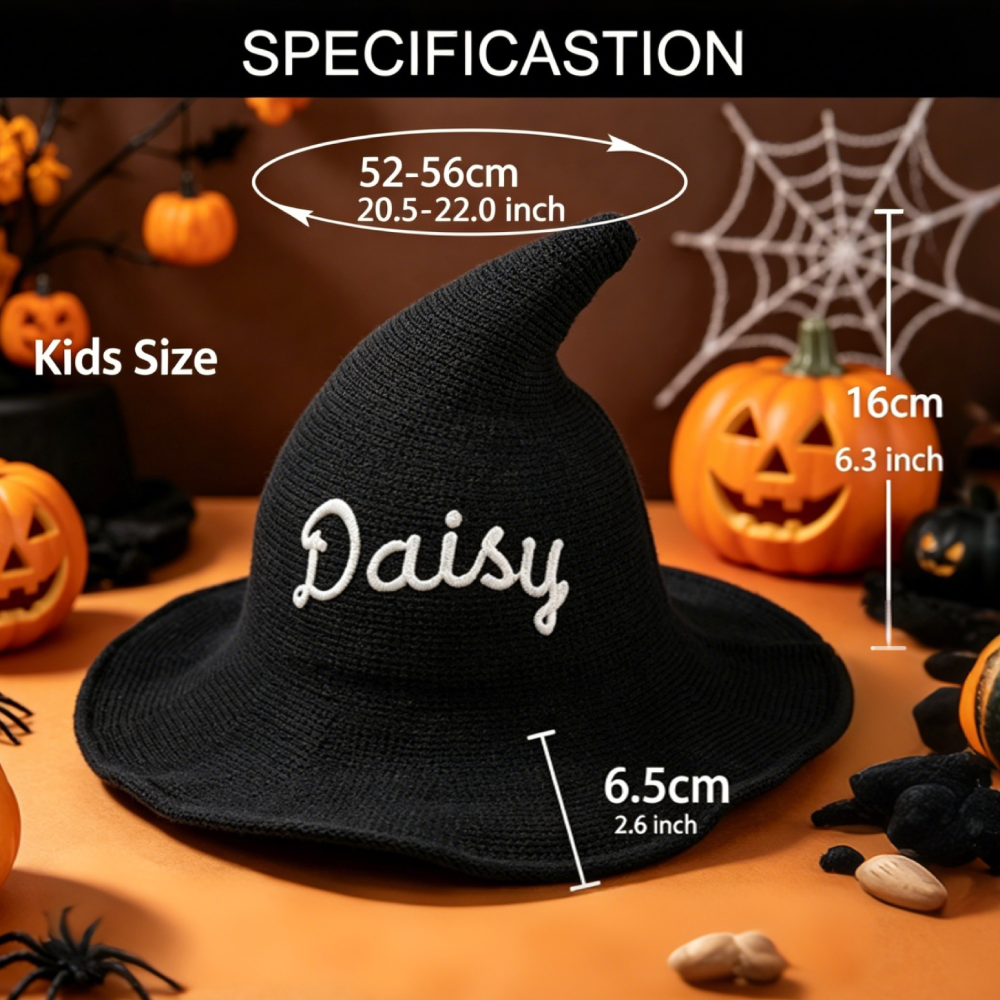 Personalized Embroidery Halloween Witch Hat For Kids| MNHalloween01