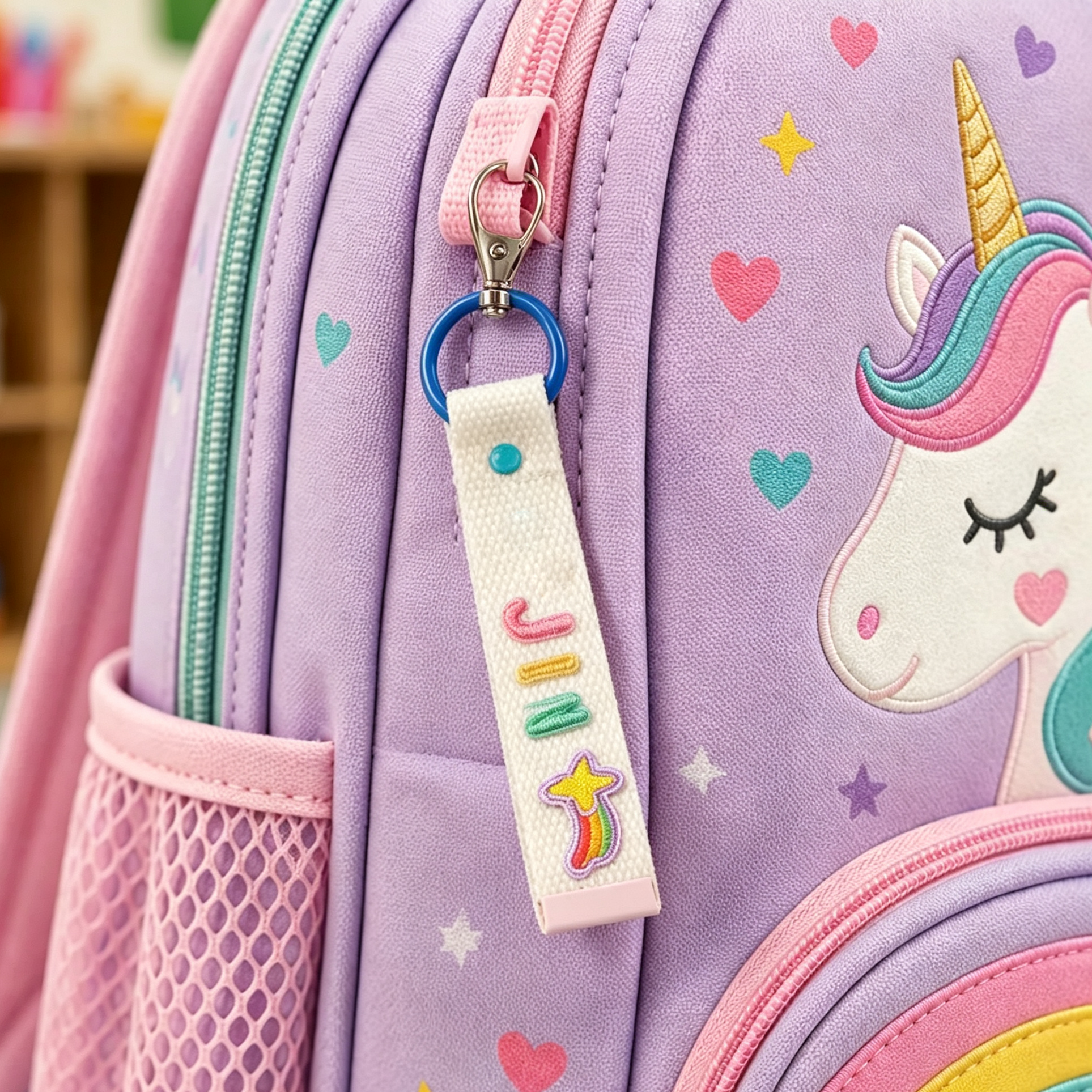 Personalized Embroidered Name Bag Charm Back to School Gift For Kids | MNKid03
