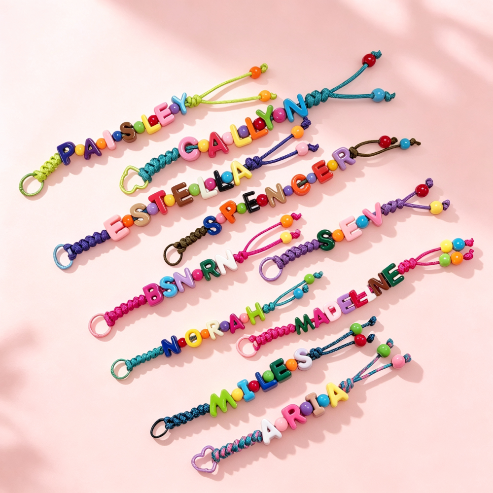 Personalized Rainbow Block Letter Bead Keychain | MNGift04