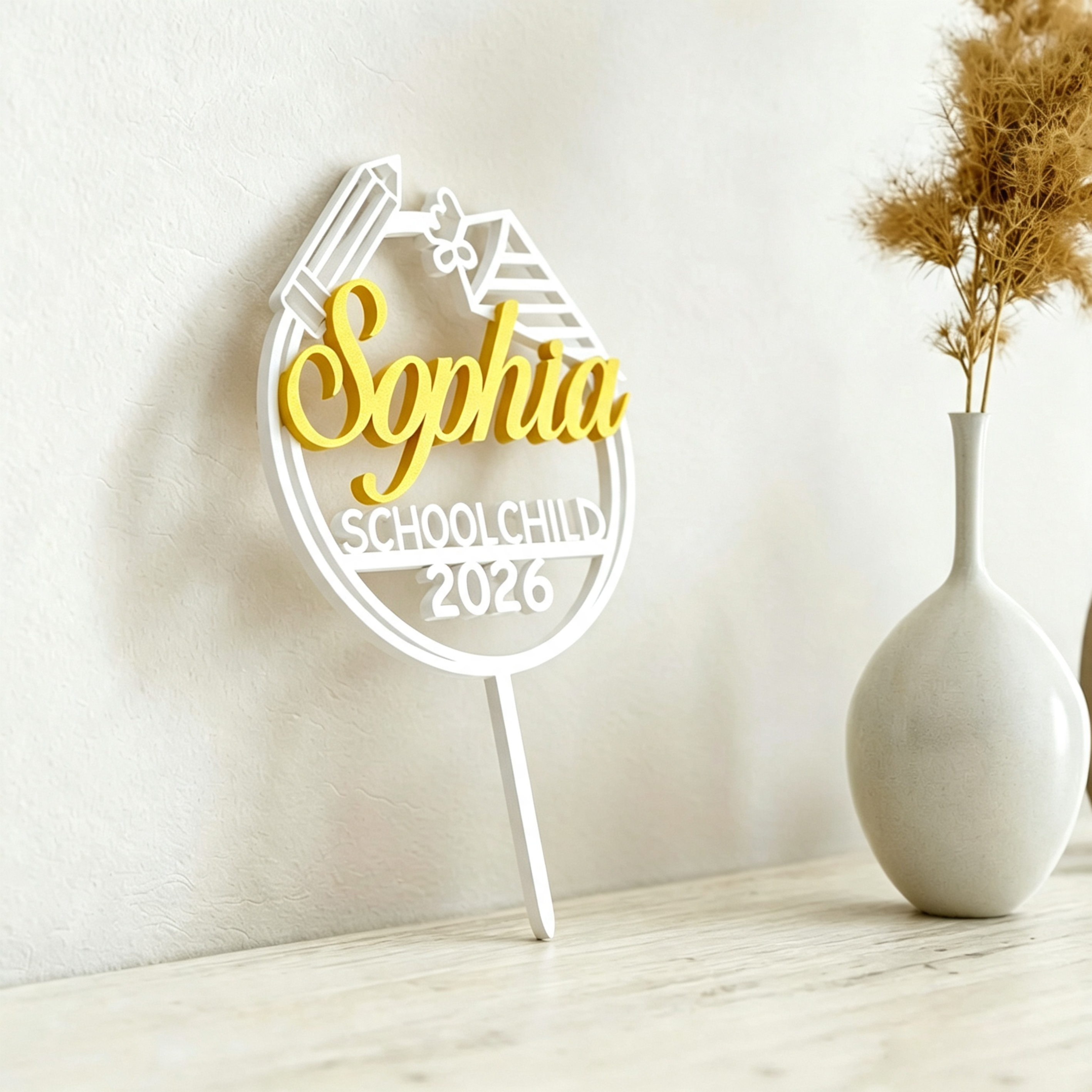 Personalized School Enrollment Schoolchild Cake Topper | MNGift08