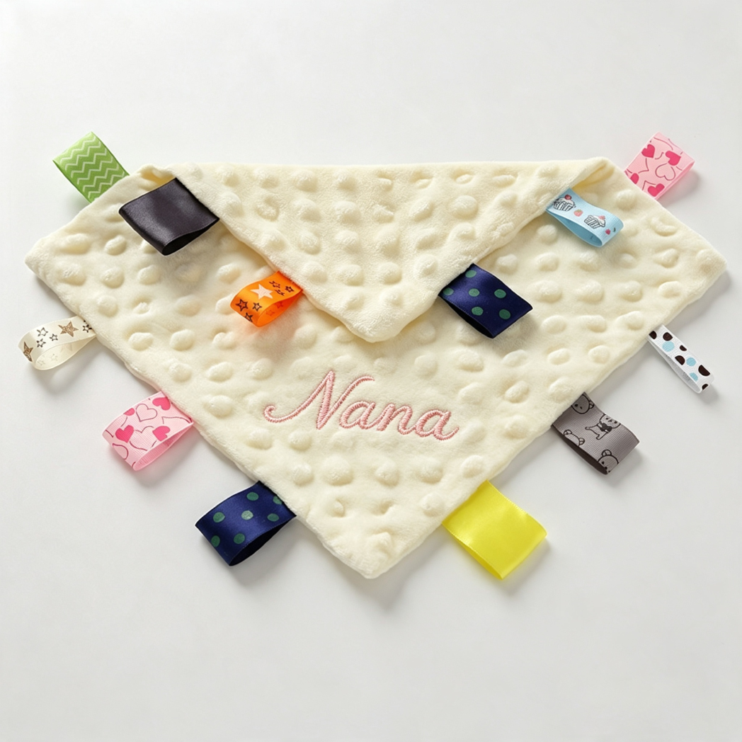 Personalized Baby Embroidery Comforter Ribbon Tag Blanket | MNBaby06