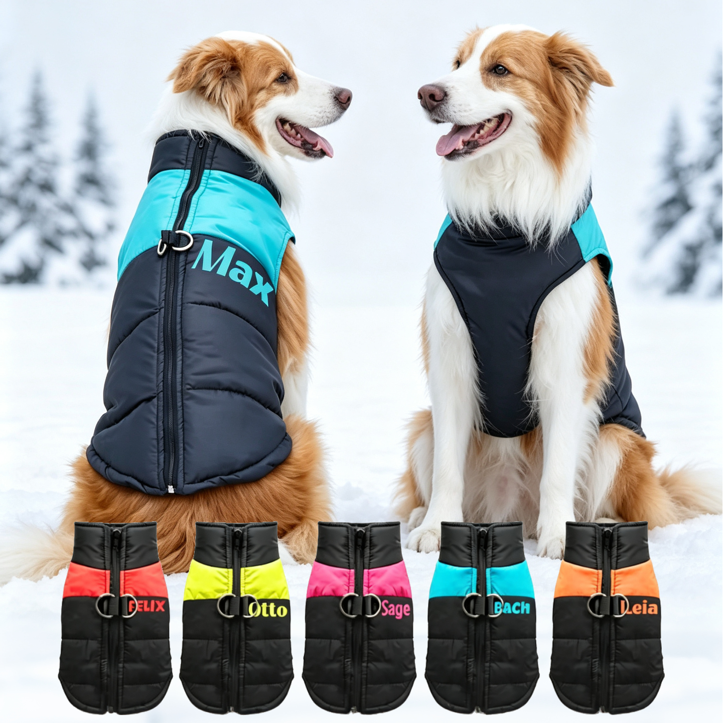 Personalized Dogs Waterproof Warm Puffer Vest | MNCloth27