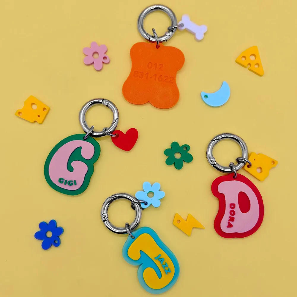 Personalized 3D Printed Initial Pet ID Tag | MNAccs132