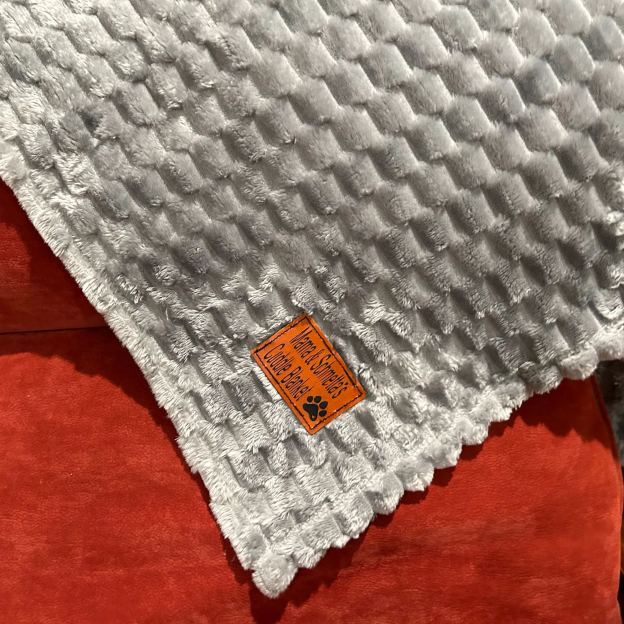 Personalized Plush Fleece Leather Patch Pet Blanket | BKPet75