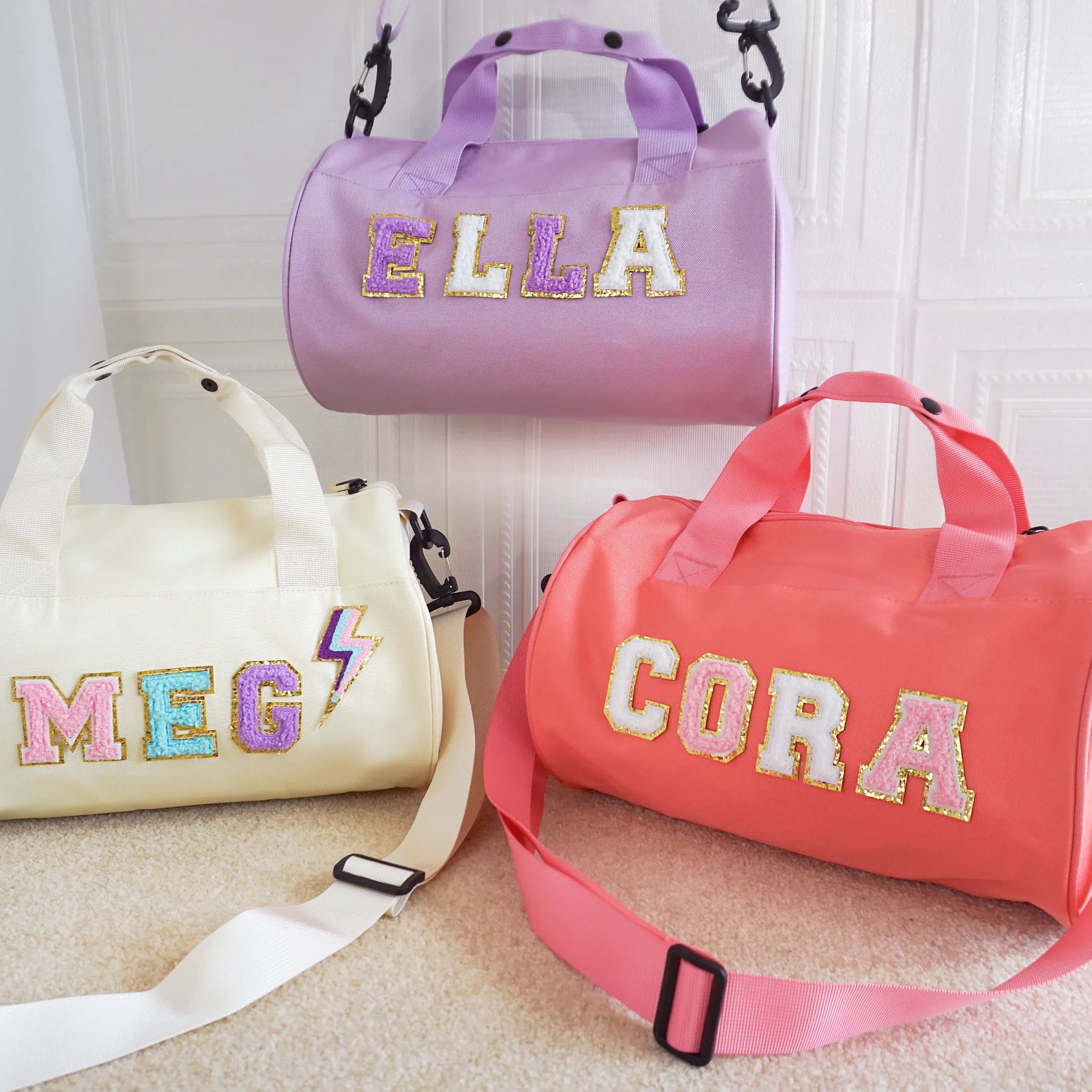 Personalized Chenille Letter Water Proof Duffle Dance Bag