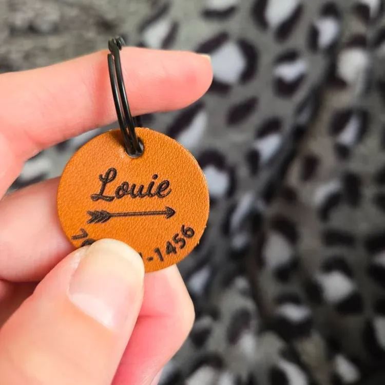 Personalized Handmade Silent Leather Pet ID Tag | BKPet145
