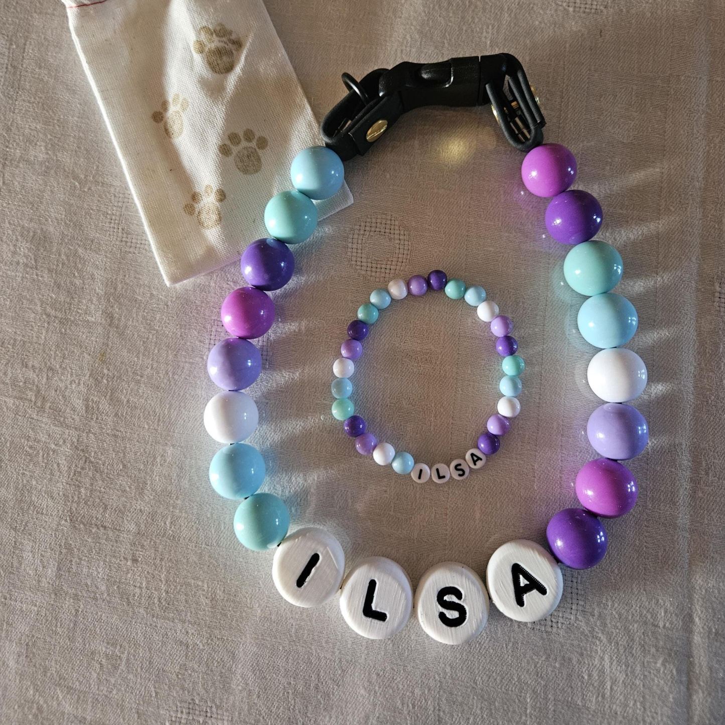 Personalized Handmade Beaded Pet Collar And Bracelet | BKPet213