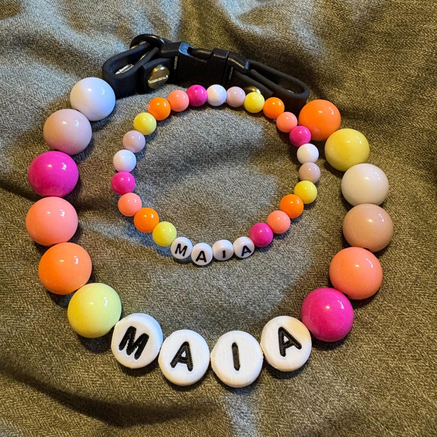 Personalized Handmade Beaded Pet Collar And Bracelet | BKPet213