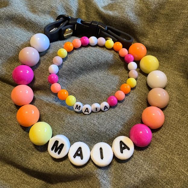 Personalized Handmade Beaded Pet Collar And Bracelet | BKPet213