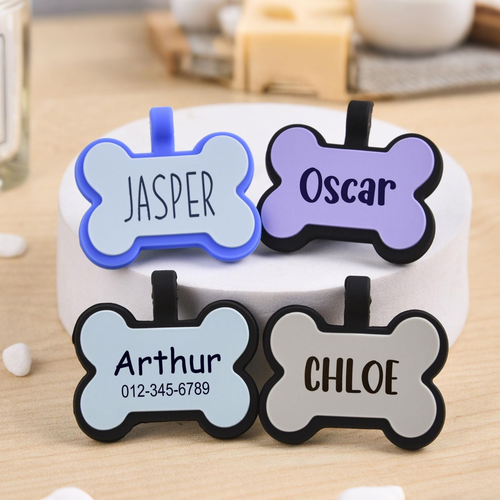 Personalized 3D Printed Bone-Shaped Dog Tag Key Chain | BKPet355