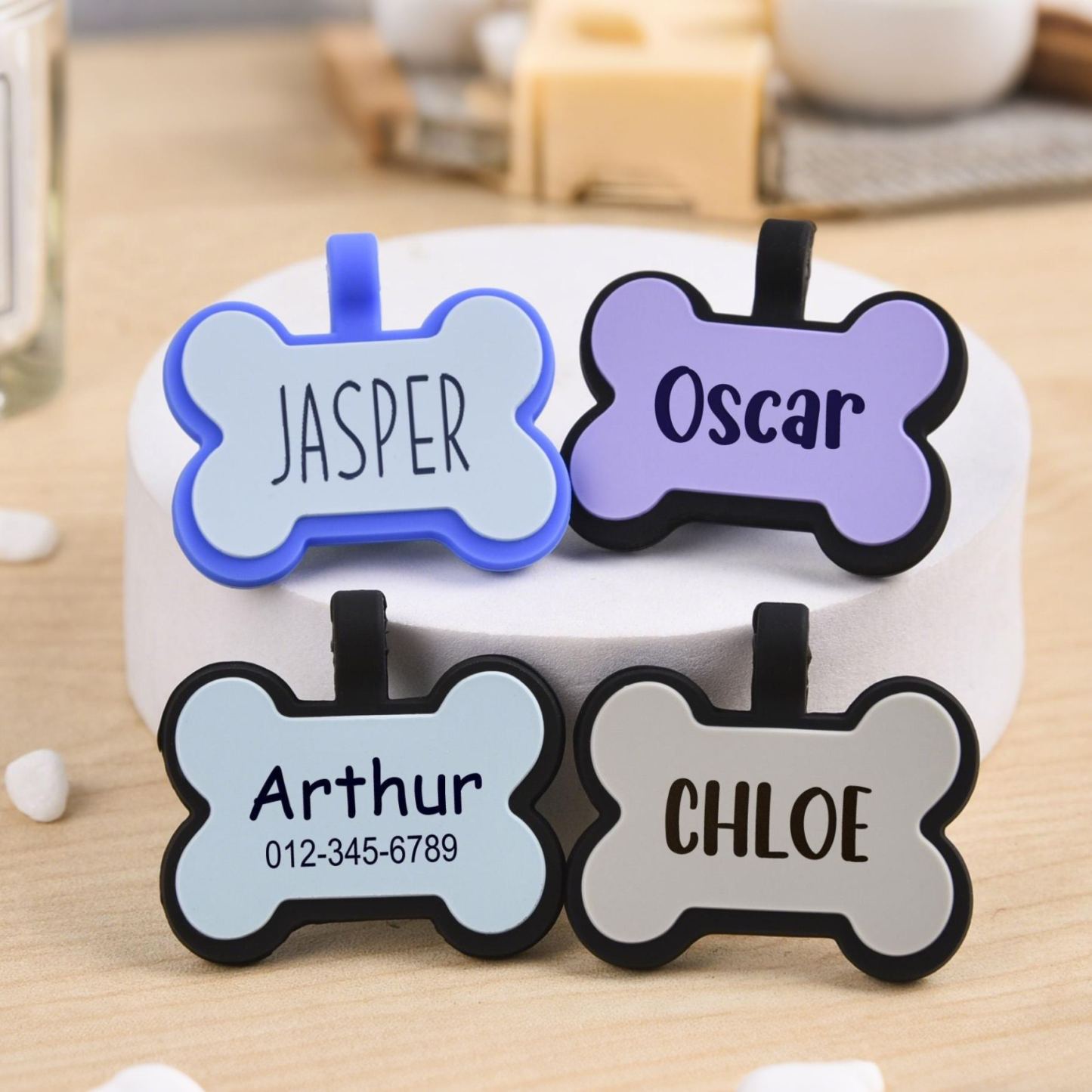 Personalized 3D Printed Bone-Shaped Dog Tag Key Chain | BKPet355
