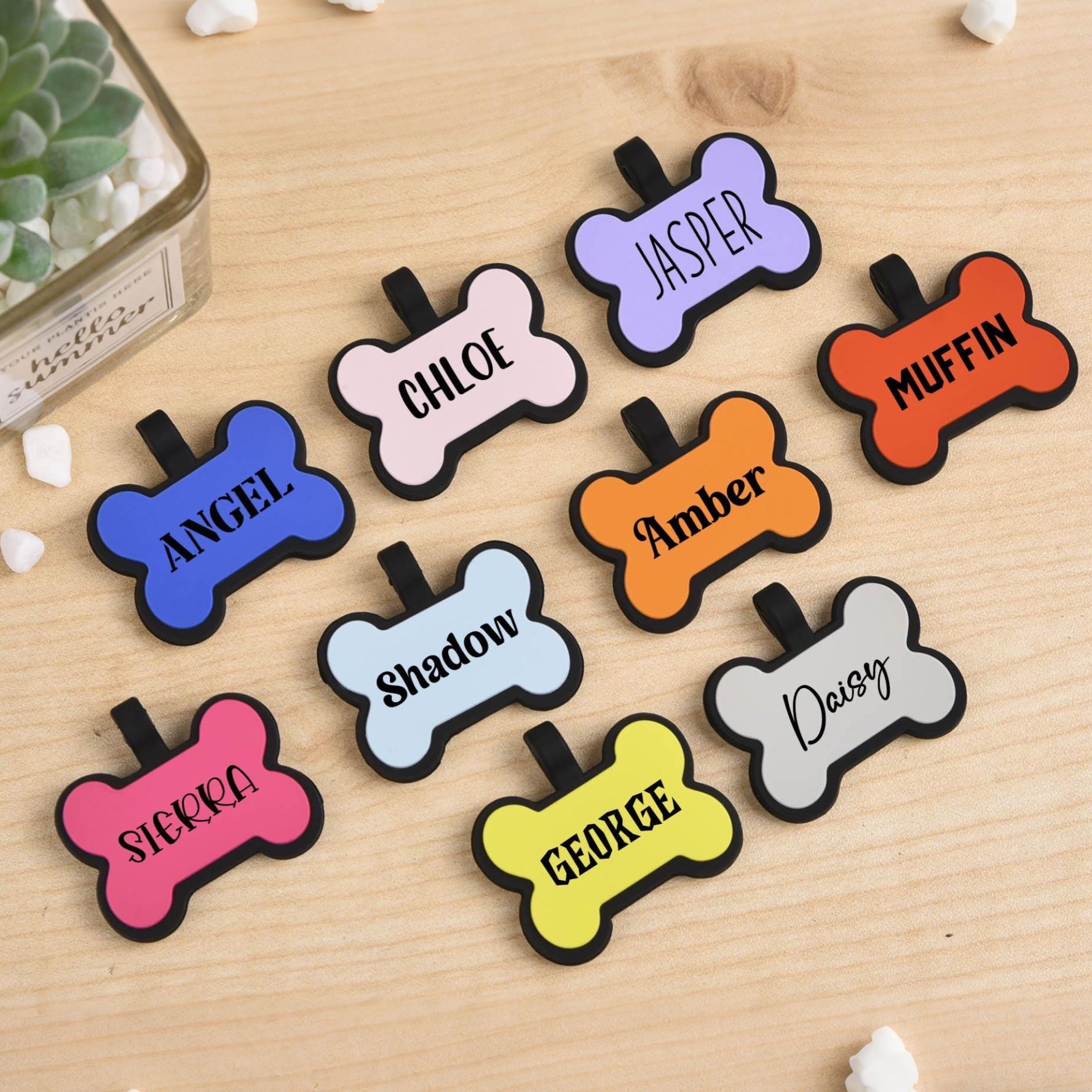 Personalized 3D Printed Bone-Shaped Dog Tag Key Chain | BKPet355