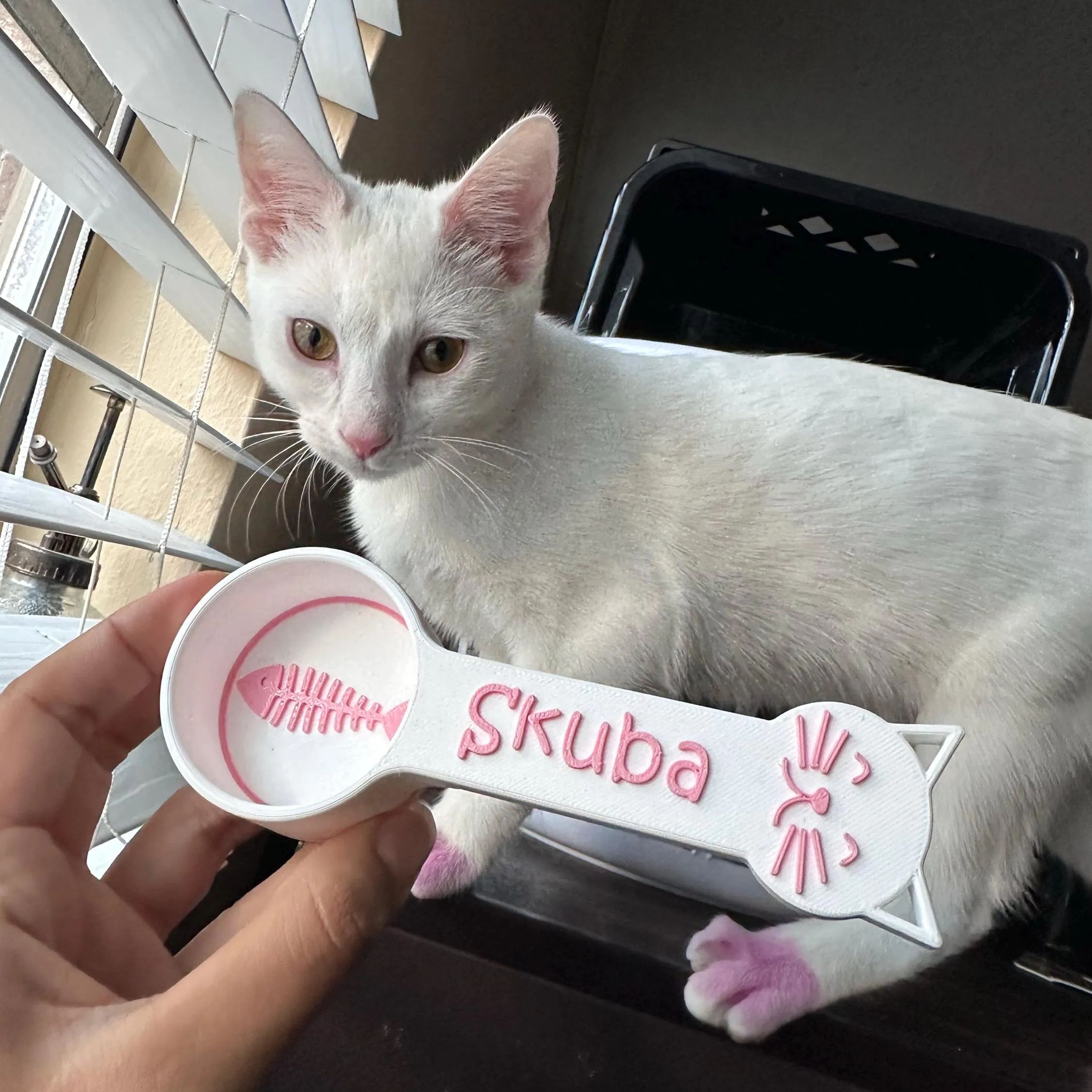 Personalized 3D Printed Fish Bone Cat Food Scoop | BKPet360